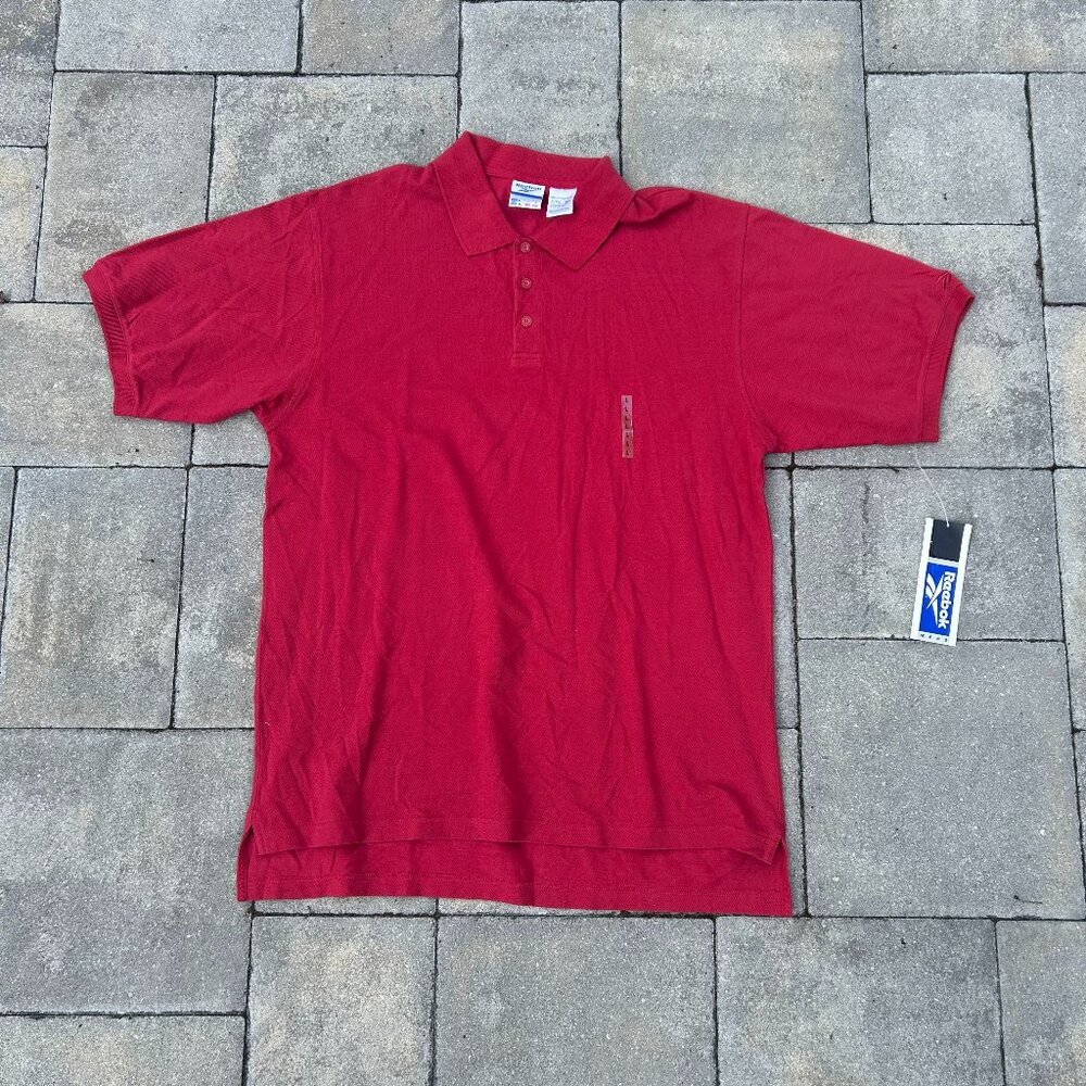 Men's Vintage Reebok Polo Red Shirt Short-Sleeve Collared L With Tags
